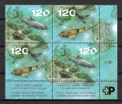 Schweiz 2941-2942 (2024) postfr. (4er-Block)/Europa: Unterwasserfauna und -flora - Bild 5 von 5