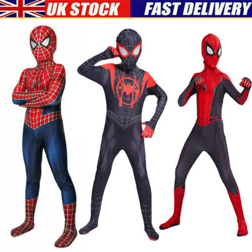 Hot Child Spiderman Tobey Maguire Cosplay Costume Kids Jumpsuit Zentai Suit Boys - Afbeelding 1 van 31