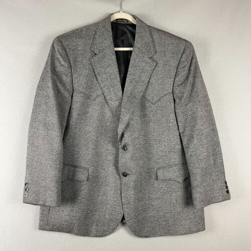 VTG Circle S Lambswool Blazer Sport Coat Mens 50R Grey Western Cowboy Rockabilly