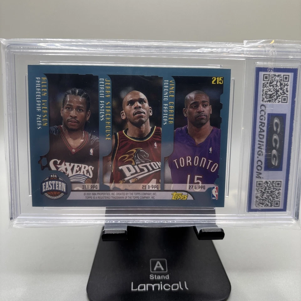 2001 Topps #215 League Leaders - Shaq, Kobe, Iverson, More- Graded 10 - Gem Mint - Image 2 of 2