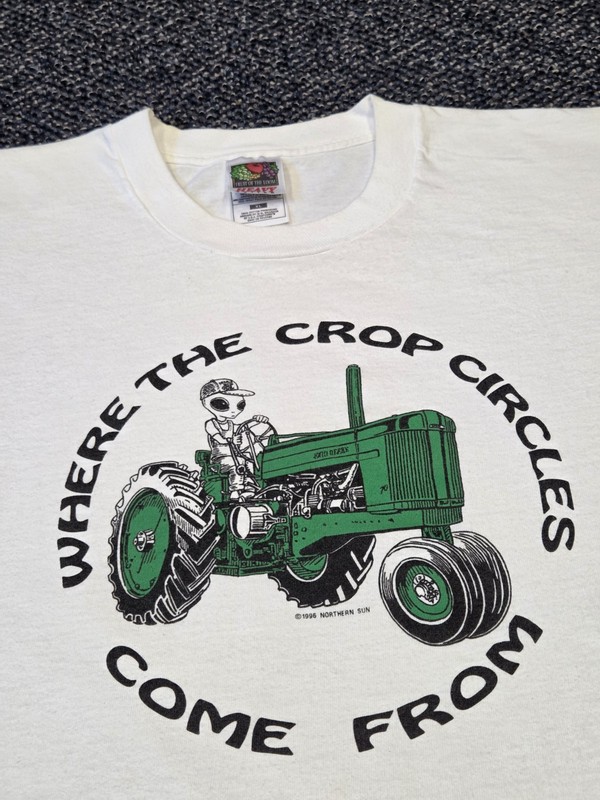 Vintage Alien Shirt Crop Circles 90's Size XL John Deere