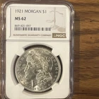 1921 Morgan Silver Dollar Coin NGC Certified MS62 90% Silver