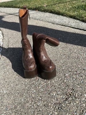 Heather Marc Jacobs Margaret Brown Leather Platform Knee High