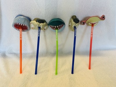 Vintage 7-11 Slurpee Straw Lot o 5 Shark Week Spirit Animal Hammerhead FREE SHIP