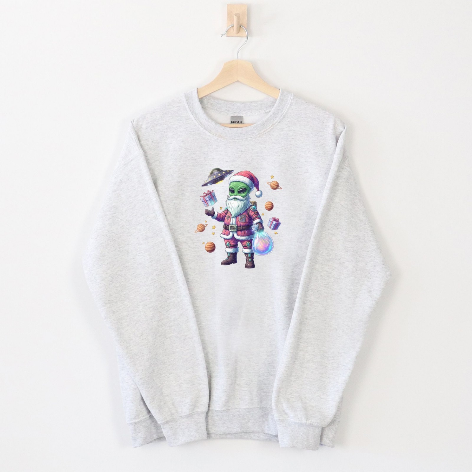 Sudadera Alien Santa, Camisa OVNI, Sudadera con Capucha Alien Friends, Camiseta Espacial