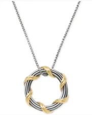 Peter Thomas Roth Two-Tone Circle 20" Pendant Necklace in Sterling Silver & 18k