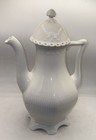 Royal Copenhagen WHITE  FLUTED FULL LACE Coffee Pot W/ LID 11” Tall #1202 — photo 4