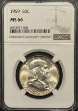 1959 FRANKLIN HALF DOLLAR NGC MS66