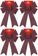 Buffalo Plaid Christmas Decorative Bows, Red and Black Check Pattern, Holiday De