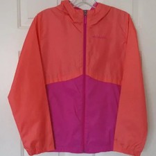 Columbia Youth L/S Hoodie Full Zip Orange over Purple Windbreaker NWOT 14-16