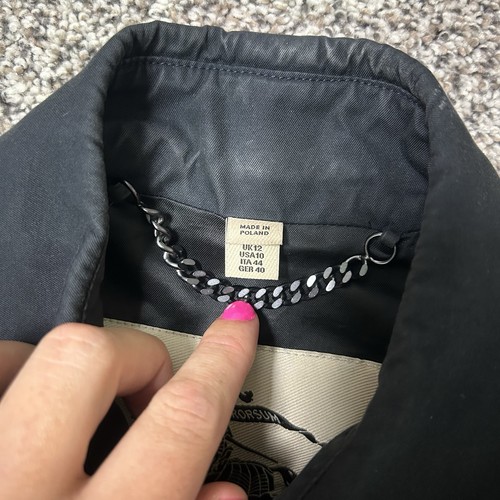 Burberry Womens Trench Coat Black Double Breasted Belted Lace 10 Old Money Prep - Picture 6 of 13