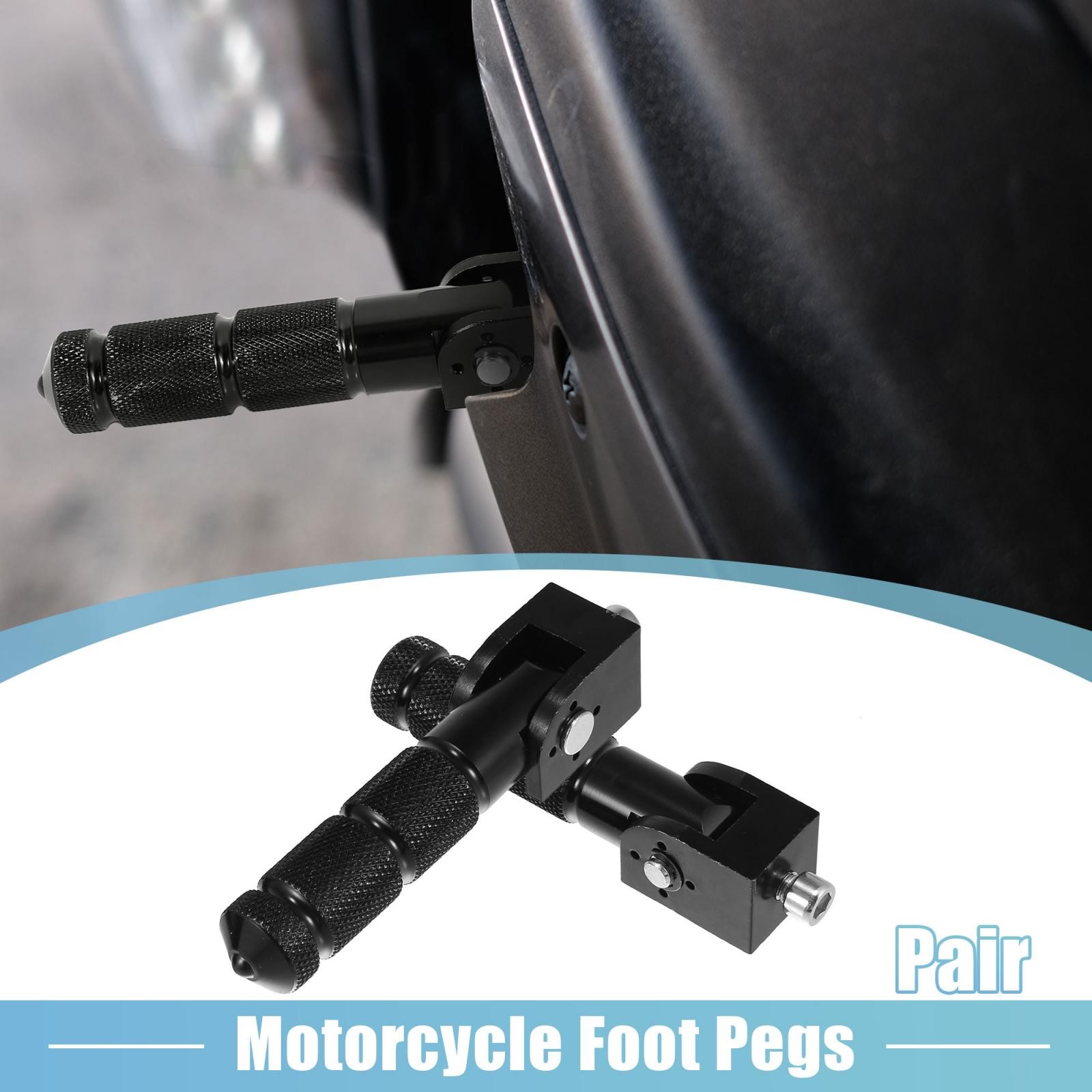 1 Pair 8mm Aluminum Alloy Motorcycle Rearset Fold Footrest Footpeg Cycling Black