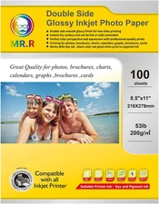 Double Side Glossy Inkjet Photo Paper Letter Size 8.5"X11" 100 Sheets Per