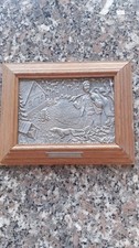 Zinn Relief Bild im Holzrahmen /  Jennerwein / Vintage 19 x 15 cm +