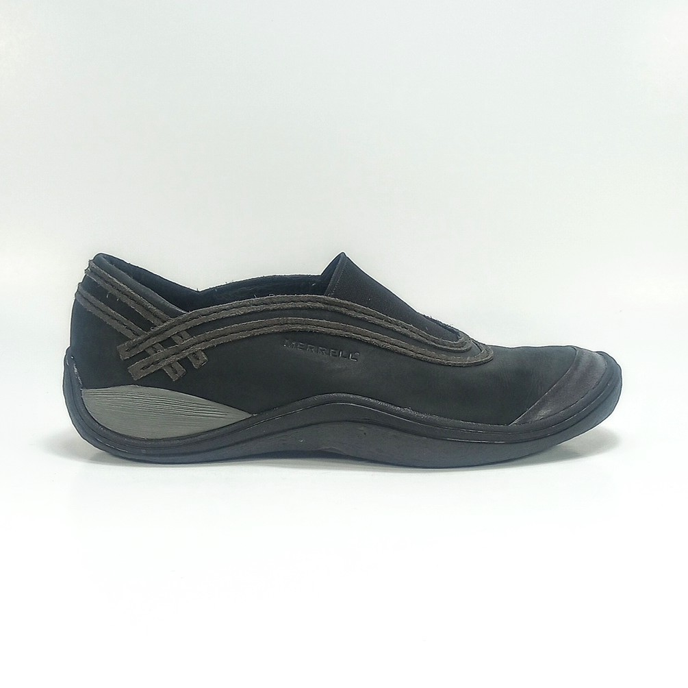 Mocassini slip on Merrell Willow donna 8 5 in pelle nera e pannello elasticizzato