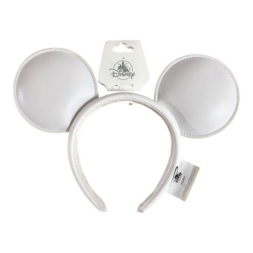Disney Parks Mickey Mouse Ears White Classic Signature Faux Leather - NEW