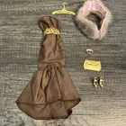 Vintage Barbie Clone Lot of Fashion Doll Clothes -Brown Sheath Dress Accessories