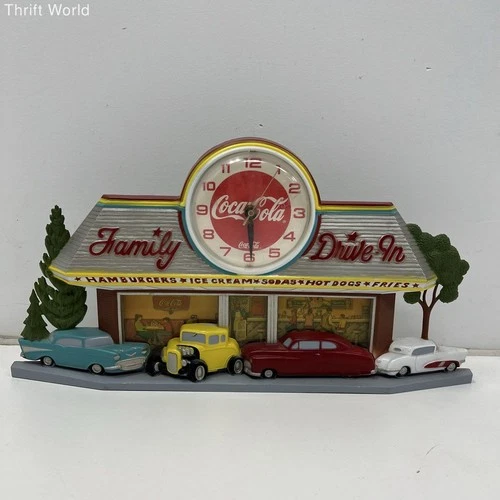 Vintage 1988 Coca-Cola Family Drive-In Wall Clock 3D Diorama Burwood USA Made