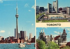 CN Tower, City Hall & Casa Loma Castle, Toronto, Ontario, Canada --POSTCARD