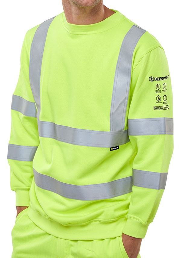 Beeswift Arc Compliant Hi Vis Sweatshirt Saturn Yellow Size XXXXXXL