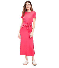 LOFT Petite S Side Tie T-Shirt Dress Pink Size Petite Medium | Short Sleeve Knit