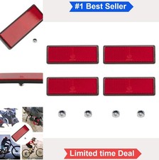 Red Rectangular Reflective Warning Reflectors 4 Pack Plastic for Motorcycle
