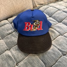 Vintage Bud Pro Football Hat Adjustable Budweiser Made In USA Blue Snapback