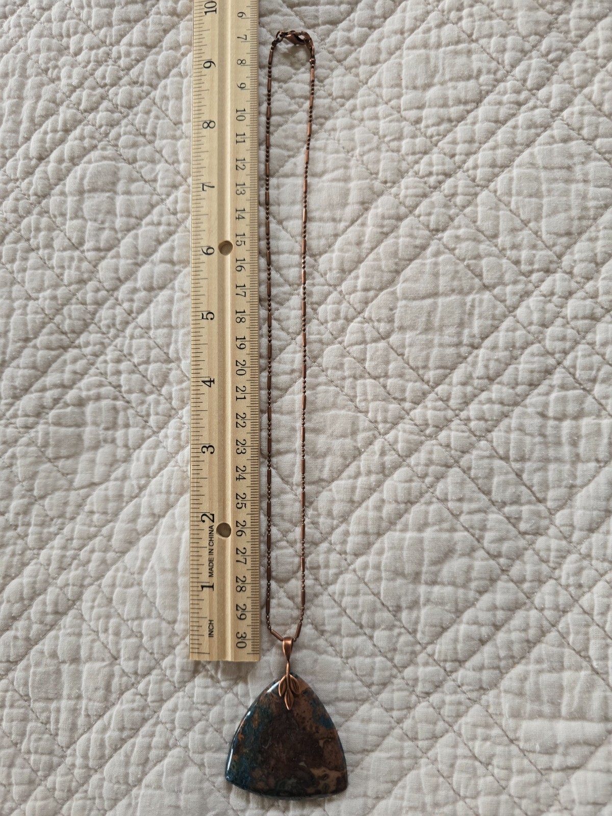 Triangular Teal and Copper Colored Crazy Lace Aga… - image 11