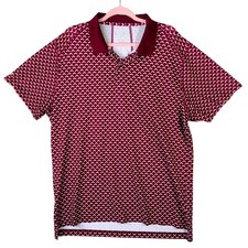 Bonobos Golf Mens XL Slim Fit Polo Shirt Burgundy Geometric Diamond Print Short