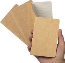 4 Pack Pocket Notebook Softcover 3.5x5.5 Kraft Brown Ruled Paper 30 Sheets
