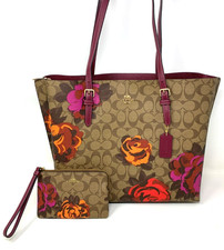 COACH Mollie Tote Signature Canvas Large Jumbo Floral Print w/Wristlet NWT