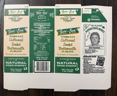 Dan Marino Dolphins 1986 BEST EVER Milk Carton #18 RARE Green Unfolded Flat