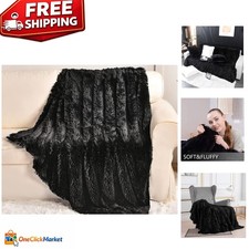 Lightweight Double-Sided Faux Fur Throw Blanket, 50" x 60" - All Ages Comfort