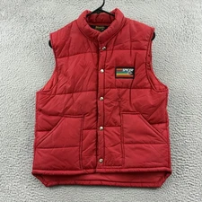 Vintage Swingster Vest Mens Medium Red Puffer Snap Up Farming 70s Outdoor USA