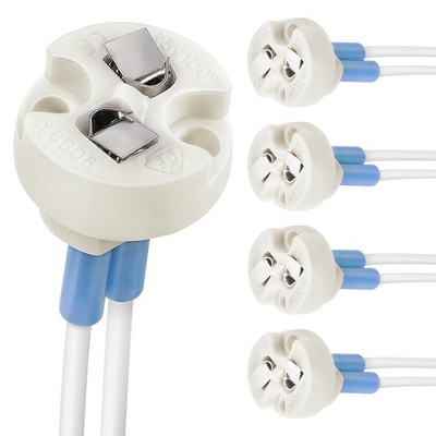 DiCUNO G4 GU5.3 MR16 MR11 Bi-Pin Ceramic Bulb Socket Holder Wire Connector 5pcs