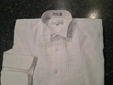 Neil Allyn White Tuxedo Shirt Sz 17 Sl 34/35 100 Cotton