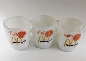 Three 1970's Vintage McDonalds "Good morning" Fire King Glass mugs