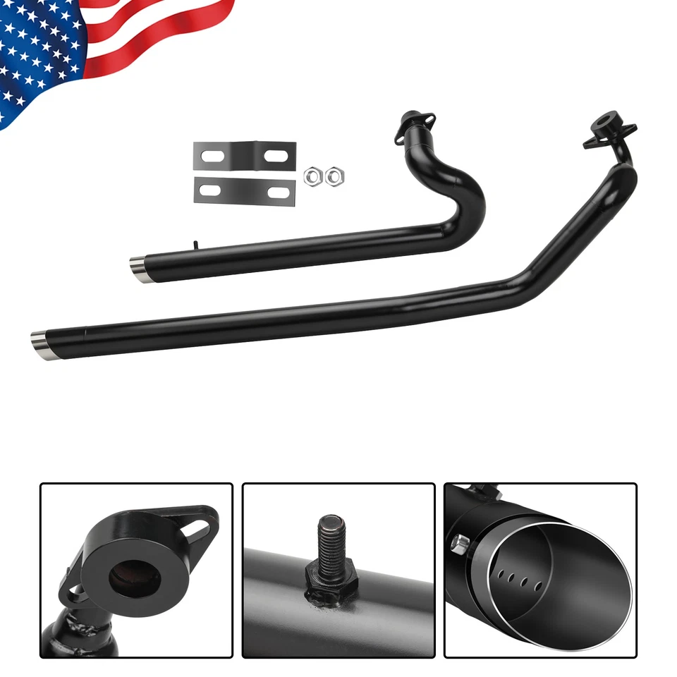 Straight Drag Exhaust Pipes System Kits For Yamaha V Star 1100 XVS1100 1999-2009 Foto 3 de 4