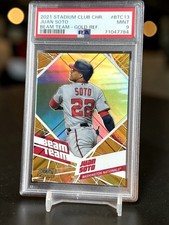 Juan Soto Gold Refractor /50 2021 Stadium Club Chrome PSA 9 Beam Team POP 3