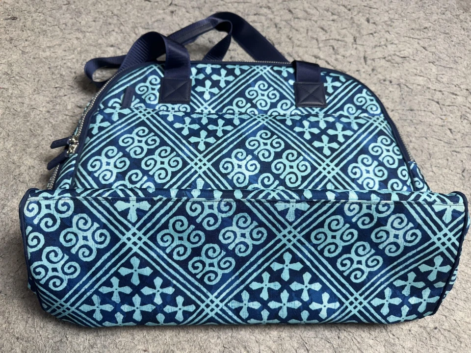 Bolso de Viaje Vera Bradley Azul Estampado Geométrico Cremallera Superior Hombro Fin de Semana Foto 3 de 4