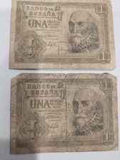 1953 Bank of Spain 1 Una Pesetas Currency Bank Note Lot of 2