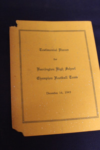 TESTIMONIAL DINNER Card  Barrington High School Football team 1943