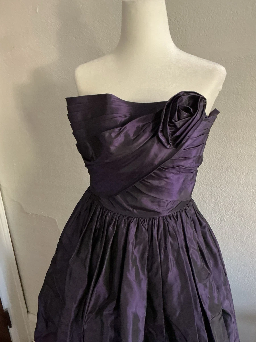 strapless open back dress Purple Sweetheart Neck Lace Long Prom Dress, Formal Dress US 12 / Purple main image 1