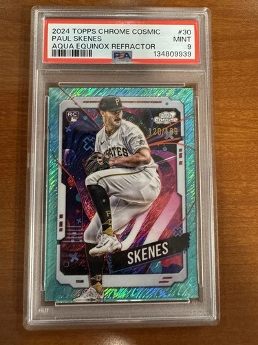2024 Topps Cosmic Chrome - Paul Skenes Aqua Equinox Refractor /199 PSA 9 RC