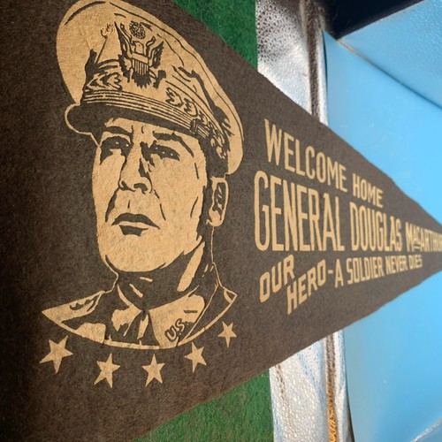 Vintage Gen Douglass McArthur Welcome Home Pennant-b
