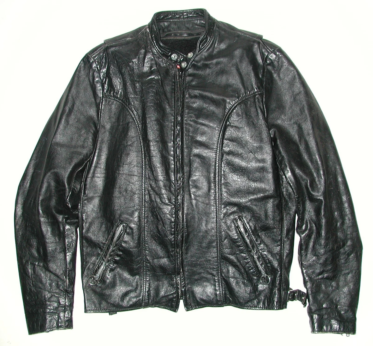 Vintage Brooks Men s Black Leather Motorcycle Biker Jacket Sz 42