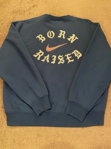 NIKE SB X BORN X RAISED L BLUE CREWNECK SWEATSHIRT LOS ANGELES Pre-Owned - Picture 4 of 5