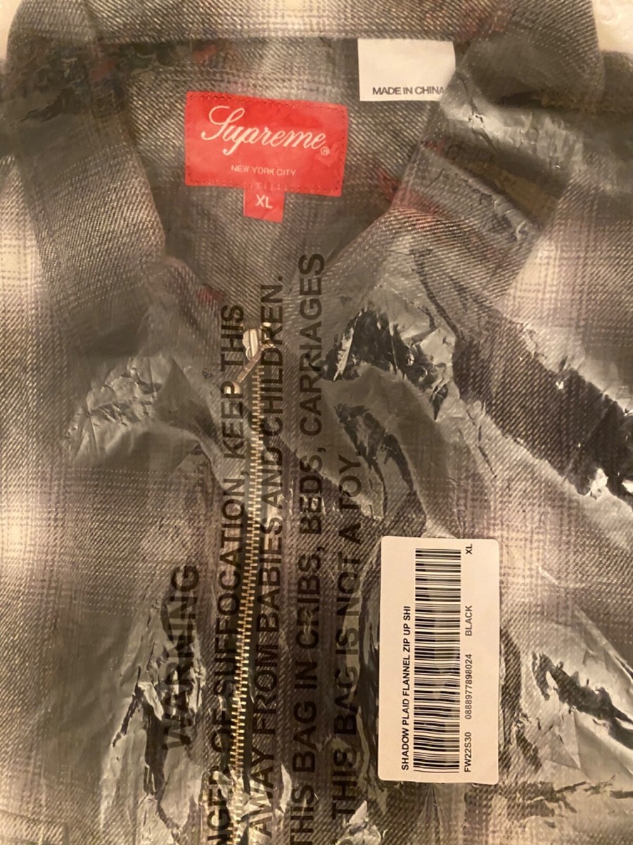Supreme Shadow Plaid Flannel Zip Up Shirt