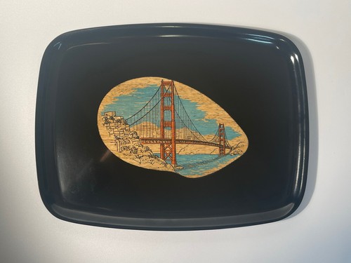 Vintage Couroc Monterey Serviertablett Golden Gate Bridge San Francisco - Bild 10 von 10
