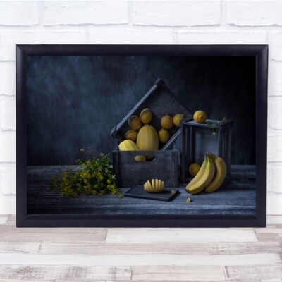 Banane Zitronenblume Obst Bananen Box Stillleben Küche Zitronen Wandkunst Druck